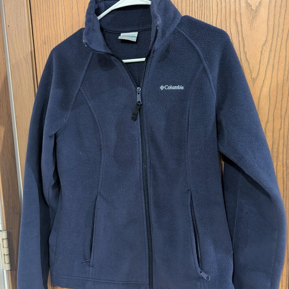 Columbia Fleece Full Zip Jacket Outdoorsy Durable Layering Midnight Blue-M